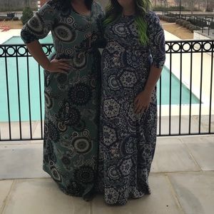 Paisley maxi dress on the right